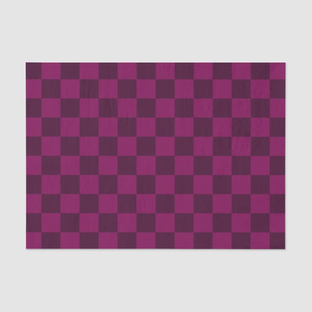  Geometric Magenta and Dark Maroon Chequerboard Tissue Paper (Front)