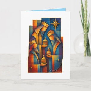 Geometric Magi - Three Wise Men Christmas Star Art Card