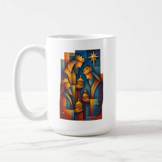 Geometric Magi - Three Wise Men Christmas Star Art Coffee Mug (Left)