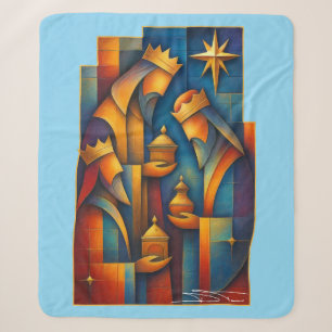 Geometric Magi - Three Wise Men Christmas Star Art Sherpa Blanket