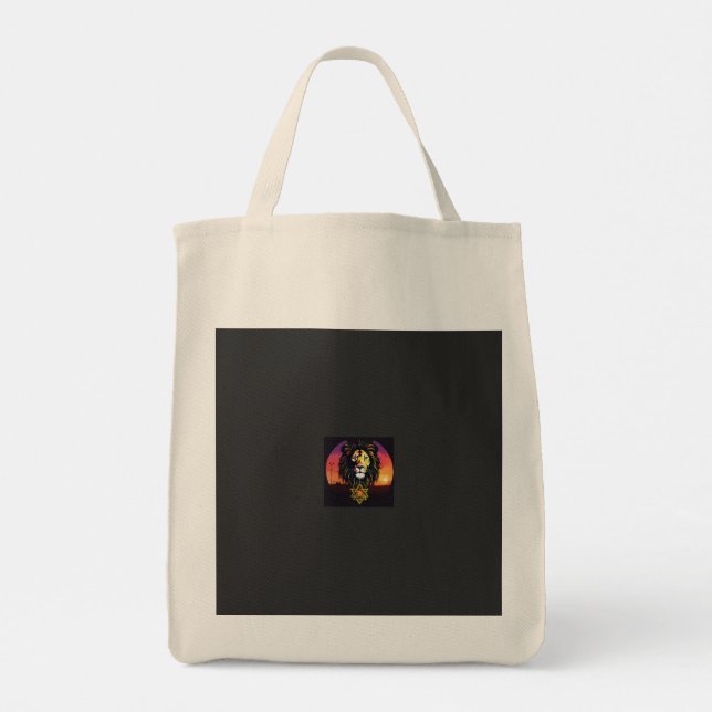 "Geometric Majesty: Lion Tote Bag"Tote Bag (Back)