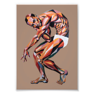 Geometric Male Figure Study - Colorful Faceted Con Photo Print