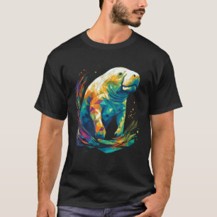 Geometric Manatee Lover Polygon Dugong Oceanologis T-Shirt
