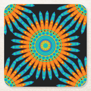 Geometric Mandala Art Circle Design-48256 Square Paper Coaster