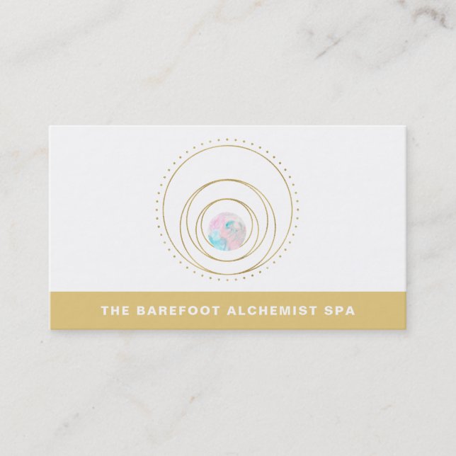*~*  Geometric Mandala  Boho Gold Sacred Geometry Business Card (Front)