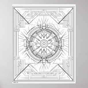 Geometric Mandala Colouring Poster for Adults