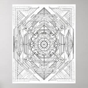 Geometric Mandala Colouring Poster for Adults