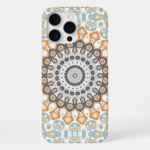Geometric Mandala in Orange, Grey, and Blue iPhone 16 Pro Max Case