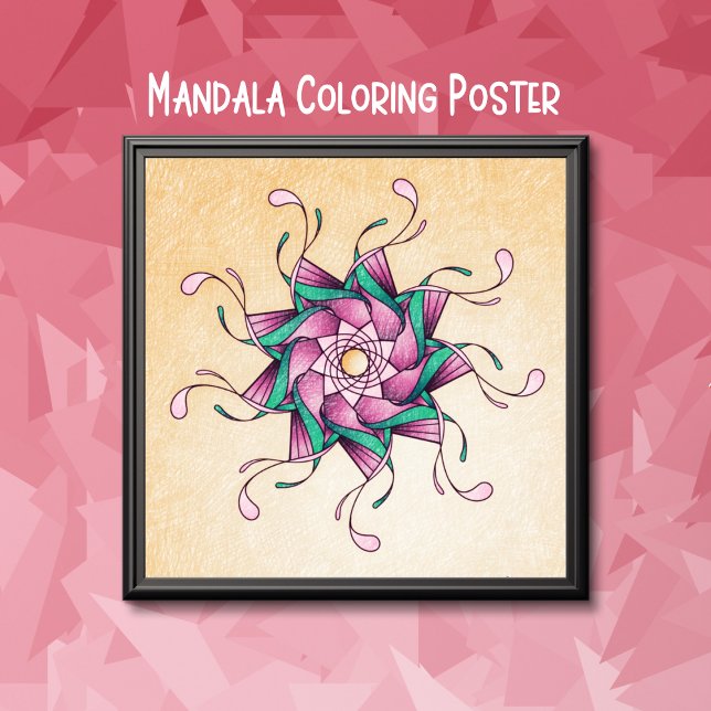 Geometric Mandala Large Adult Coloring Poster (Creator Uploaded)