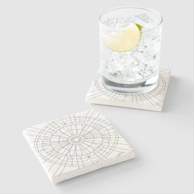 Geometric Mandala Pattern Stone Coaster (Side)