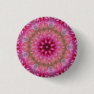 Geometric Mandala Pink Flower Pattern-67545 3 Cm Round Badge