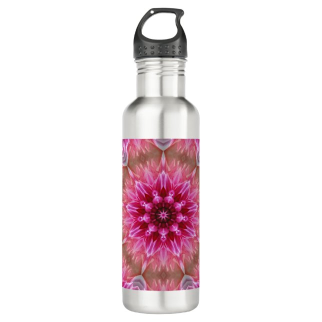 Geometric Mandala Pink Flower Pattern-67545 710 Ml Water Bottle (Front)