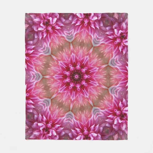 Geometric Mandala Pink Flower Pattern-67545 Fleece Blanket (Front)