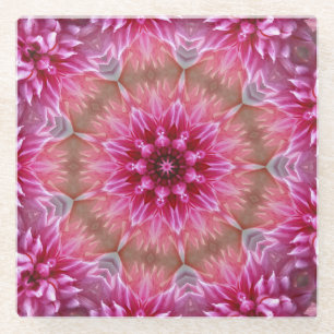 Geometric Mandala Pink Flower Pattern-67545 Glass Coaster