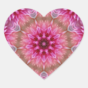 Geometric Mandala Pink Flower Pattern-67545 Heart Sticker