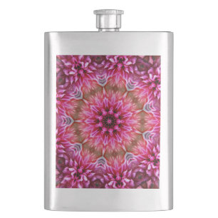 Geometric Mandala Pink Flower Pattern-67545 Hip Flask