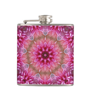 Geometric Mandala Pink Flower Pattern-67545 Hip Flask