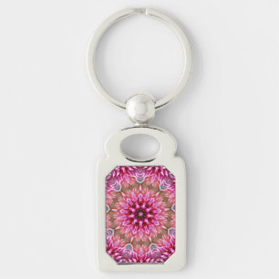 Geometric Mandala Pink Flower Pattern-67545 Key Ring