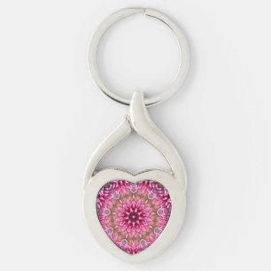 Geometric Mandala Pink Flower Pattern-67545 Key Ring