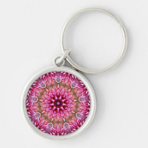 Geometric Mandala Pink Flower Pattern-67545 Key Ring