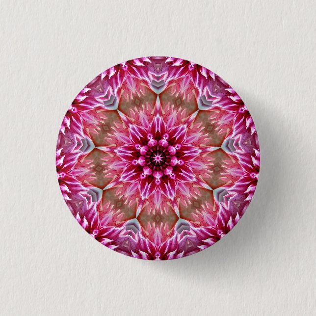 Geometric Mandala Pink Flower Pattern-67545 Keycha 3 Cm Round Badge (Front)
