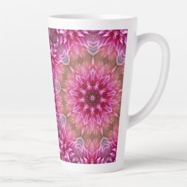 Geometric Mandala Pink Flower Pattern-67545 Latte Mug (Right)