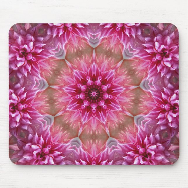 Geometric Mandala Pink Flower Pattern-67545 Mouse Mat (Front)