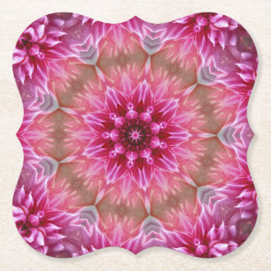 Geometric Mandala Pink Flower Pattern-67545 Paper Coaster
