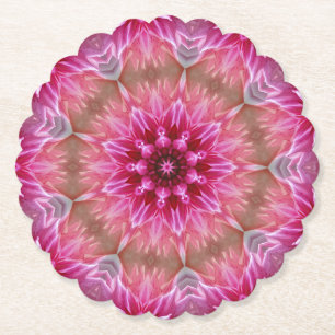 Geometric Mandala Pink Flower Pattern-67545 Paper Coaster