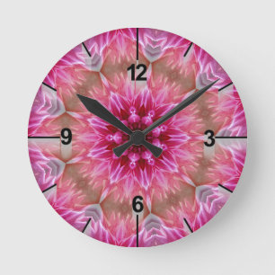 Geometric Mandala Pink Flower Pattern-67545 Round Clock