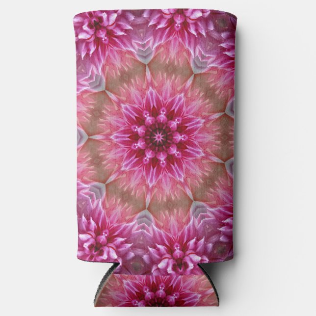 Geometric Mandala Pink Flower Pattern-67545 Seltzer Can Cooler (Front)