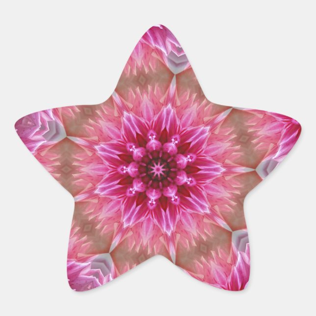 Geometric Mandala Pink Flower Pattern-67545 Star Sticker (Front)