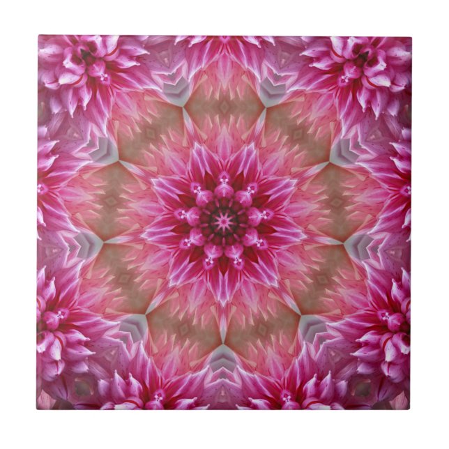 Geometric Mandala Pink Flower Pattern-67545 Tile (Front)