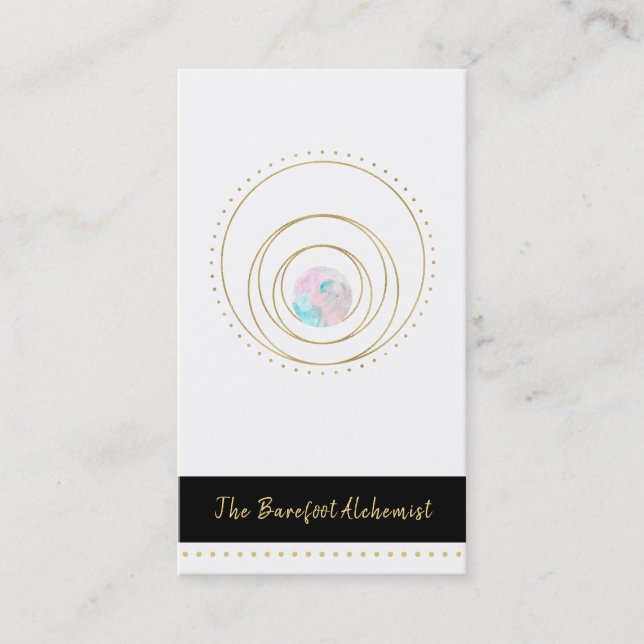 *~*  Geometric Mandala Sacred Geometry Boho Gold Business Card (Front)