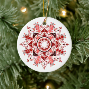 Geometric Mandala, tree Ceramic Tree Decoration