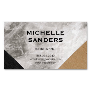 Geometric Marble Faux Leather Craft Magnetic Business Card