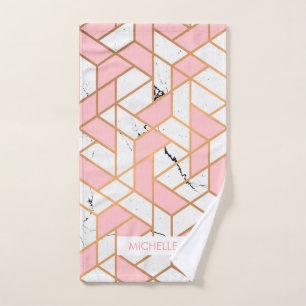 Geometric Marble Pattern Bath Towel Set