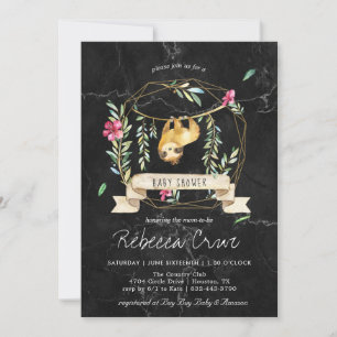 Geometric Marble Tropical Sloth Baby Shower
