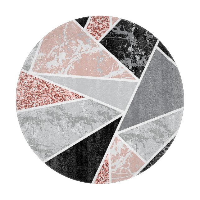 Geometric Marble with Pink Glitter: Seamless Cutting Board (Front)