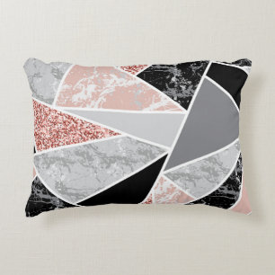Geometric Marble with Pink Glitter: Seamless Decorative Cushion