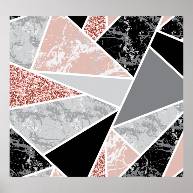 Geometric Marble with Pink Glitter: Seamless Poster (Front)