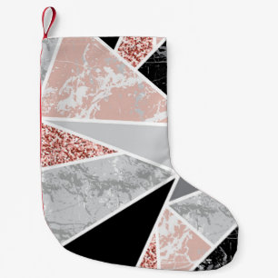 Geometric Marble with Pink Glitter: Seamless Small Christmas Stocking