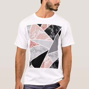 Geometric Marble with Pink Glitter: Seamless T-Shirt