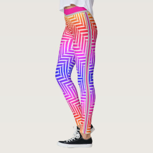 Geometric Maze Optical Illusion Pattern  Leggings