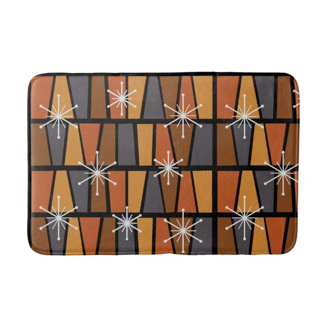 Geometric MCM Abstract Burnt Orange Bath Mat (Front)