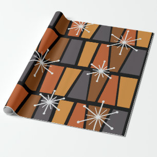 Geometric MCM Abstract Burnt Orange Wrapping Paper