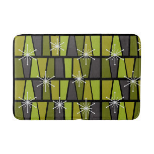 Geometric MCM Abstract Olive Green Bath Mat