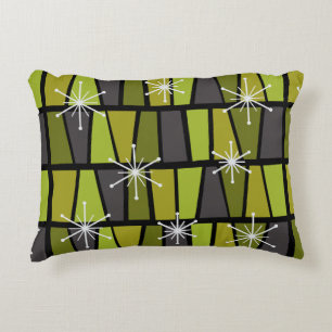 Geometric MCM Abstract Olive Green Decorative Cushion