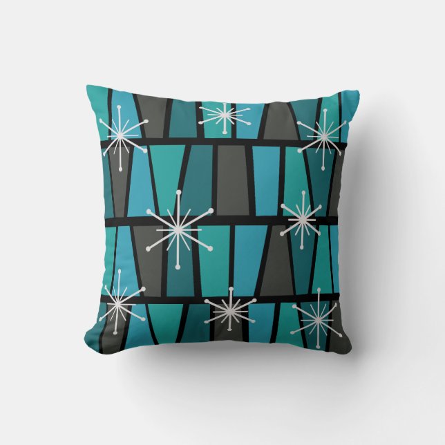 Geometric MCM Abstract Turquoise Teal Cushion (Front)