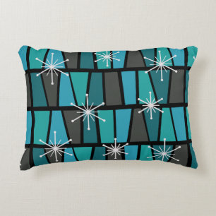 Geometric MCM Abstract Turquoise Teal Decorative Cushion
